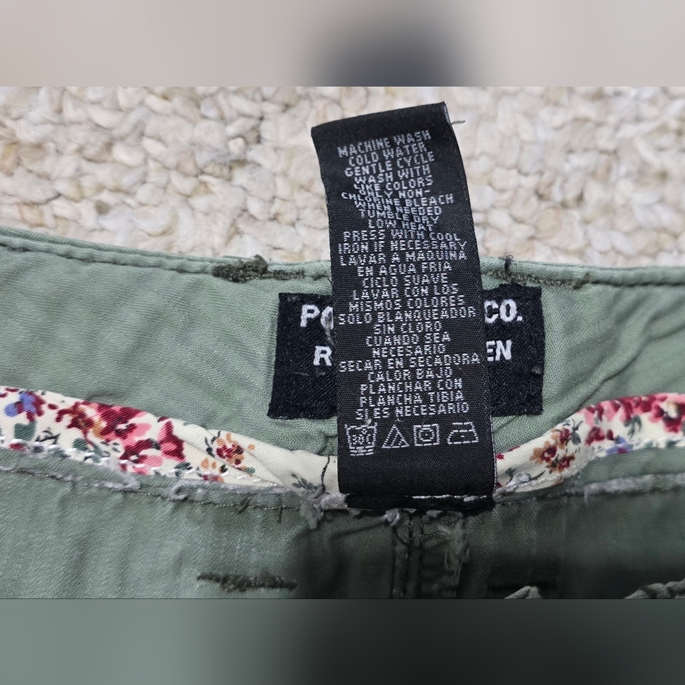 Polo Jeans Ralph Lauren Army Green Hampton Roll Up Shorts Field Pant Size 8 - Picture 6 of 8